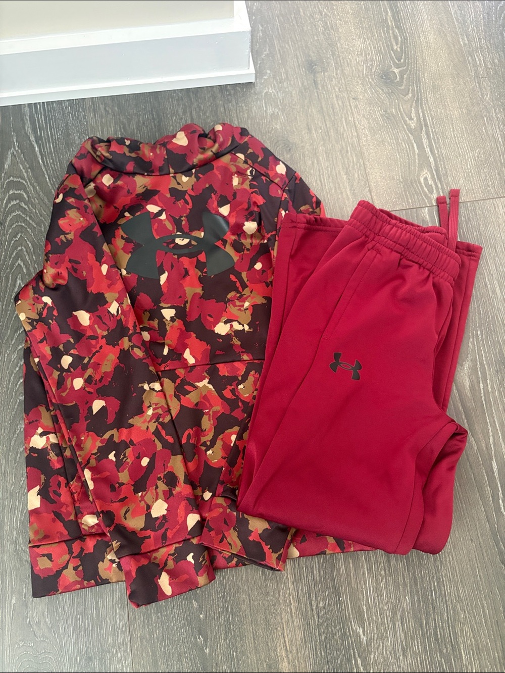 Under Armour Red Camo Hoodie with Solid Red Joggers
